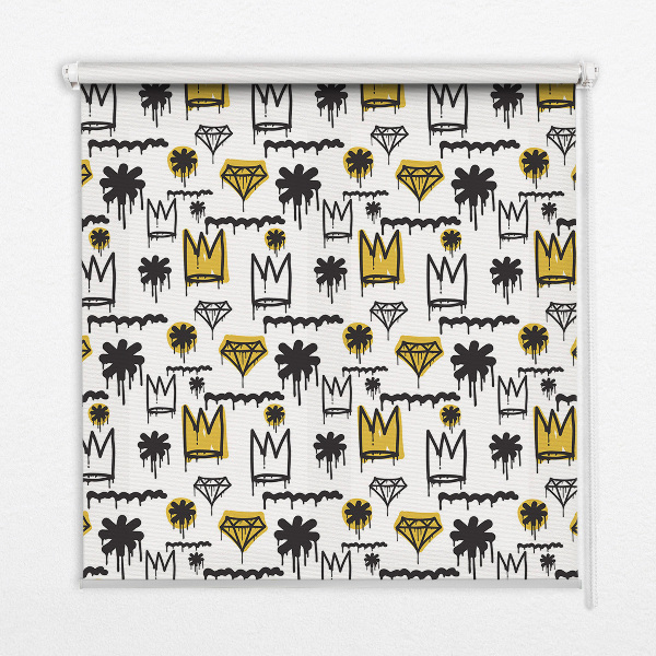 Rollo Fenster mit gezeichneten Blumen