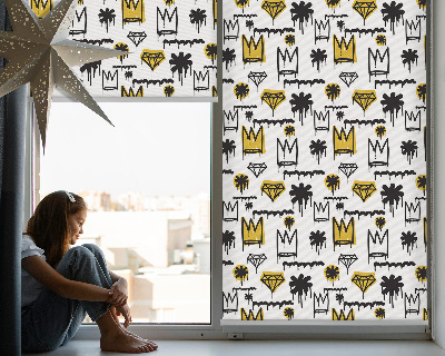 Rollo Fenster mit gezeichneten Blumen