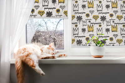 Rollo Fenster mit gezeichneten Blumen