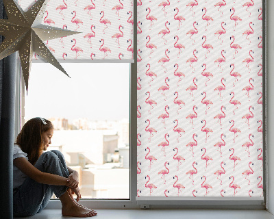Fensterrollo mit Flamingo-Motiv