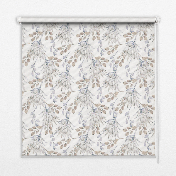 Fensterrollo mit weißen Blüten