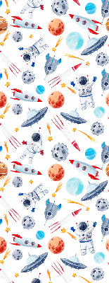 Fensterrollo mit Raketen, Kosmonauten, Planeten und UFOs