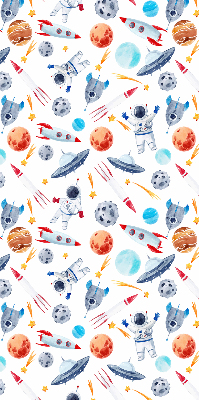 Fensterrollo mit Raketen, Kosmonauten, Planeten und UFOs