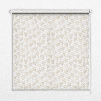 Fensterrollo in Beige mit Herzen