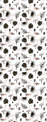 Fensterrollo mit Flamingos und Blättern