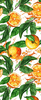 Fensterrollo innen mit Orangen- und Blattmotiv