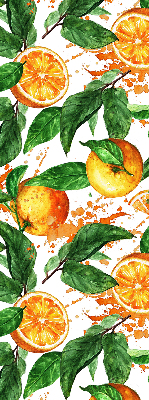 Fensterrollo innen mit Orangen- und Blattmotiv