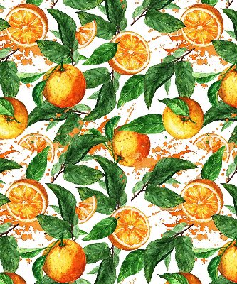 Fensterrollo innen mit Orangen- und Blattmotiv