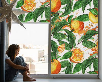 Fensterrollo innen mit Orangen- und Blattmotiv