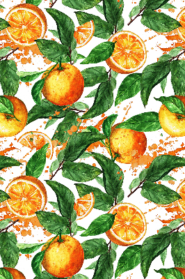 Fensterrollo innen mit Orangen- und Blattmotiv