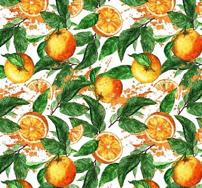 Fensterrollo innen mit Orangen- und Blattmotiv