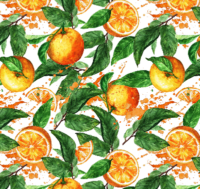 Fensterrollo innen mit Orangen- und Blattmotiv