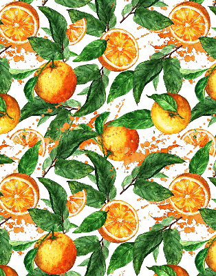 Fensterrollo innen mit Orangen- und Blattmotiv