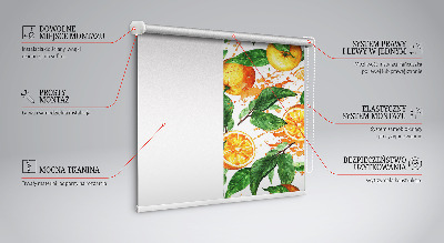 Fensterrollo innen mit Orangen- und Blattmotiv