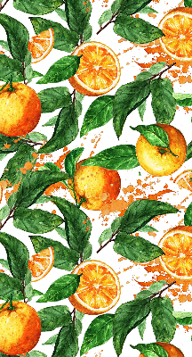 Fensterrollo innen mit Orangen- und Blattmotiv