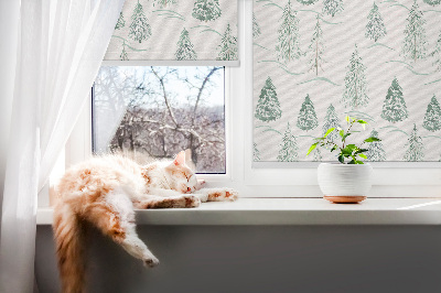 Rollo Fenster in Braun mit Motiv Bäume