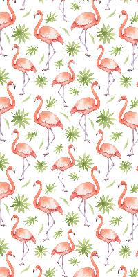 Fensterrollo innen mit Motiv Flamingo und Blätter