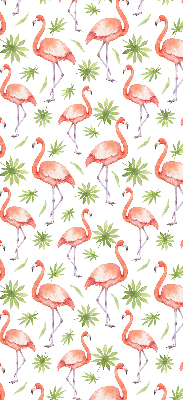 Fensterrollo innen mit Motiv Flamingo und Blätter