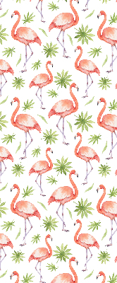 Fensterrollo innen mit Motiv Flamingo und Blätter