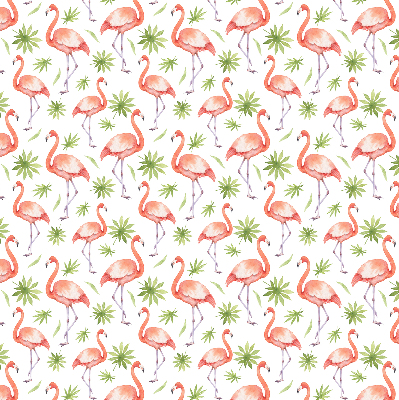 Fensterrollo innen mit Motiv Flamingo und Blätter