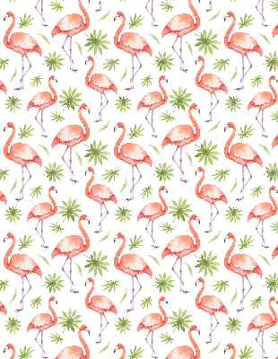Fensterrollo innen mit Motiv Flamingo und Blätter