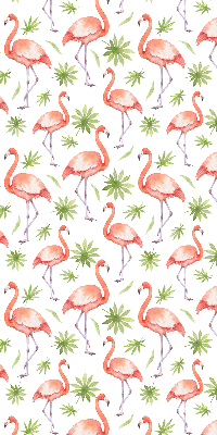 Fensterrollo innen mit Motiv Flamingo und Blätter
