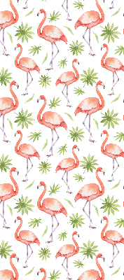 Fensterrollo innen mit Motiv Flamingo und Blätter