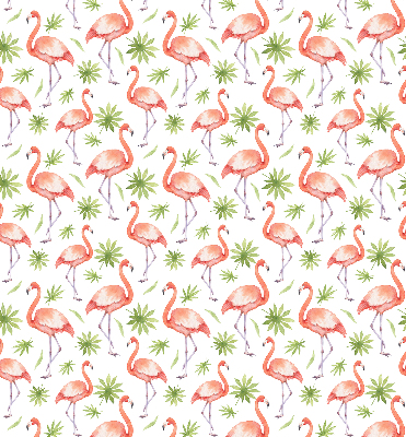 Fensterrollo innen mit Motiv Flamingo und Blätter