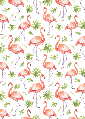 Fensterrollo innen mit Motiv Flamingo und Blätter