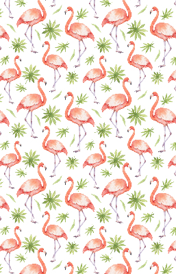 Fensterrollo innen mit Motiv Flamingo und Blätter