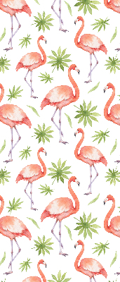 Fensterrollo innen mit Motiv Flamingo und Blätter