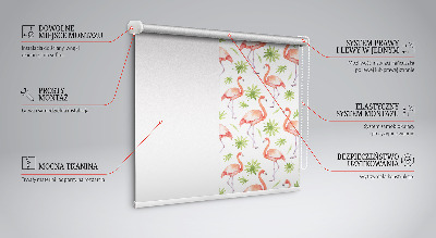 Fensterrollo innen mit Motiv Flamingo und Blätter