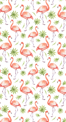 Fensterrollo innen mit Motiv Flamingo und Blätter