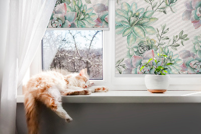 Fensterrollo in grüner Pflanzenoptik