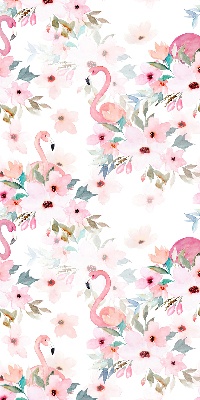 Rollo Fenster mit Flamingos zwischen den Blumen