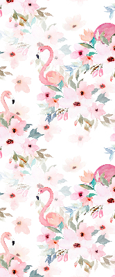 Rollo Fenster mit Flamingos zwischen den Blumen