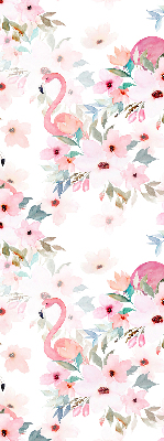 Rollo Fenster mit Flamingos zwischen den Blumen