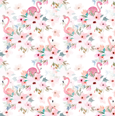 Rollo Fenster mit Flamingos zwischen den Blumen