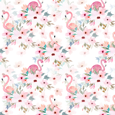 Rollo Fenster mit Flamingos zwischen den Blumen