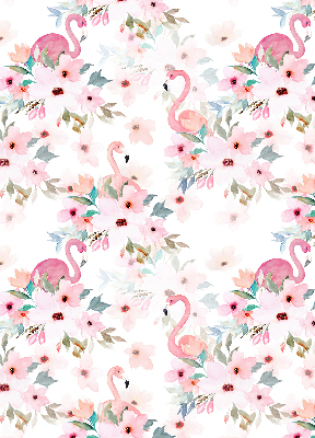 Rollo Fenster mit Flamingos zwischen den Blumen