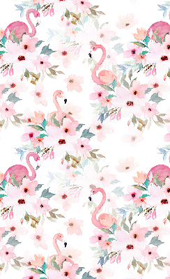 Rollo Fenster mit Flamingos zwischen den Blumen