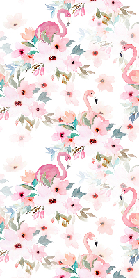 Rollo Fenster mit Flamingos zwischen den Blumen