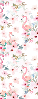 Rollo Fenster mit Flamingos zwischen den Blumen