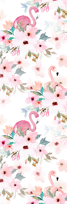 Rollo Fenster mit Flamingos zwischen den Blumen