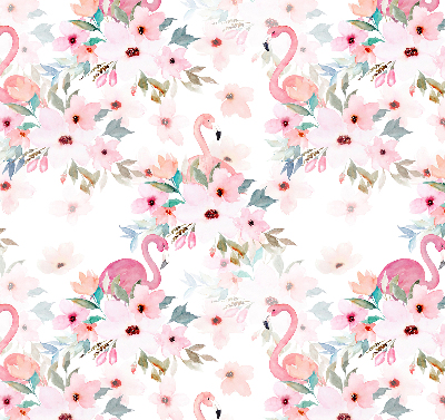 Rollo Fenster mit Flamingos zwischen den Blumen