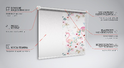 Rollo Fenster mit Flamingos zwischen den Blumen