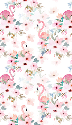 Rollo Fenster mit Flamingos zwischen den Blumen