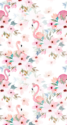 Rollo Fenster mit Flamingos zwischen den Blumen