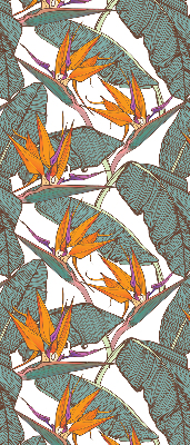 Fensterrollo innen mit Blüten- und Blättermotiv