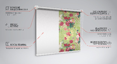 Fensterrollo mit Reiher- und Pflanzenmotiv